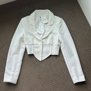 Bardot Marcella corset White Tailored Cropped Blazer